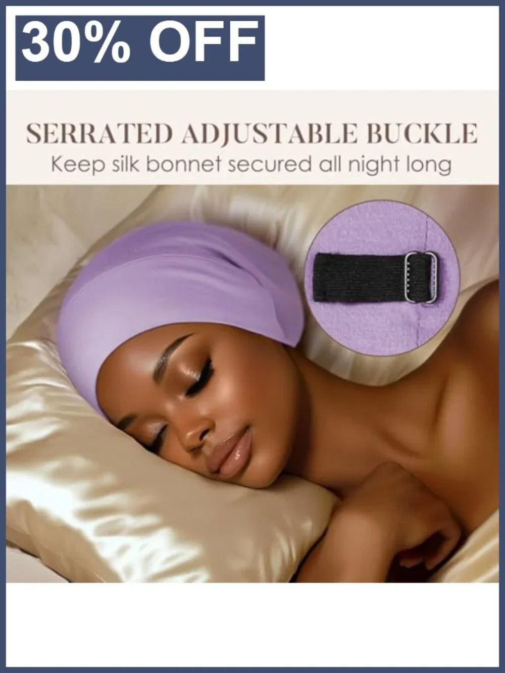 100% Mulberry Silk Sleep Bonnet Hair Cap with Adjustable Strap